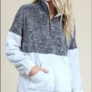 Doe & Rae quarter zip up fluffy jacket